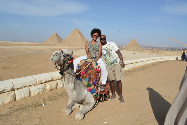 In front of the Pyramids of Giza
